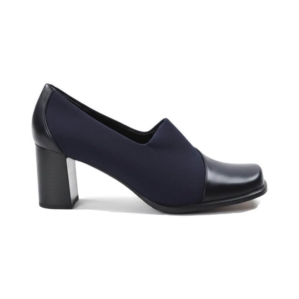 90s Vintage Navy Blue Block Heel Slip On Square Toe Prima Royale Loafers Size 8